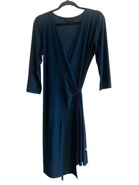 Express Blue Midi Wrap Dress with V-Neck Size Large
